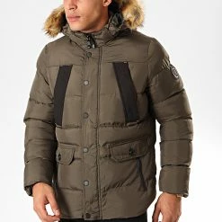 Vente flash 🥰 Doudoune Capuche Fourrure Benito Vert Kaki de Geographical Norway 😀