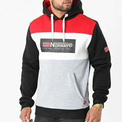 Vente flash 😍 Sweat Capuche Golem Noir Gris Chiné de Geographical Norway 🎁