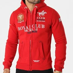 Coupon 🔔 Sweat Zippé Capuche Gantub Rouge de Geographical Norway ❤️