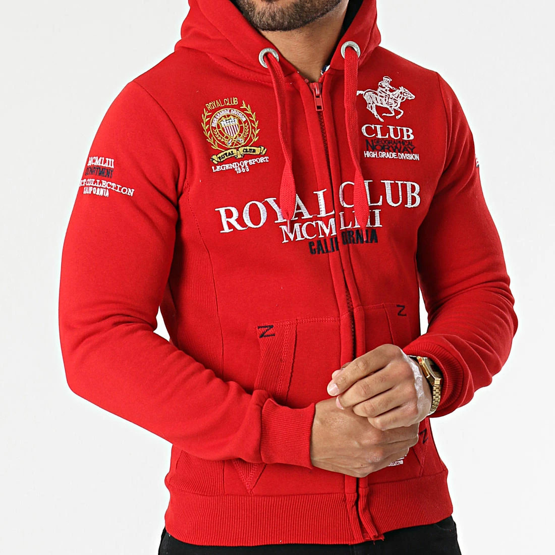 Coupon 🔔 Sweat Zippé Capuche Gantub Rouge de Geographical Norway ❤️ 3 Coupon 🔔 Sweat Zippé Capuche Gantub Rouge de Geographical Norway ❤️ – Image 3