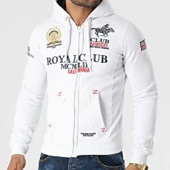 Nouveau 🥰 Sweat Zippé Capuche Gantub Blanc de Geographical Norway 😉