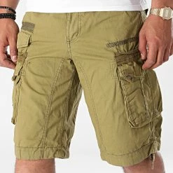 Top 10 🥰 Short Cargo Panoramique Basic Vert Kaki de Geographical Norway 🔥