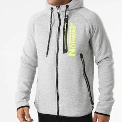 Top 10 ✔️ Sweat Zippé Capuche Gunmetal Gris Chiné de Geographical Norway ❤️