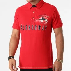 Sortie 🔥 Polo Manches Courtes Kason Rouge de Geographical Norway 😀