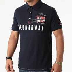 Remise 🎁 Polo Manches Courtes Kason Bleu Marine de Geographical Norway ⭐