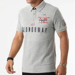 Budget 🔥 Polo Manches Courtes Kason Gris de Geographical Norway 💯