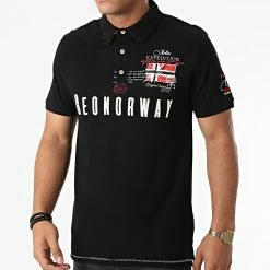 Nouveau 🧨 Polo Manches Courtes Kason Noir de Geographical Norway 😀
