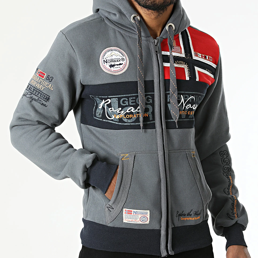 Acheter 💯 Sweat Capuche Zippé Flyer Gris Anthracite Chiné de Geographical Norway 😀 3 Acheter 💯 Sweat Capuche Zippé Flyer Gris Anthracite Chiné de Geographical Norway 😀 – Image 3