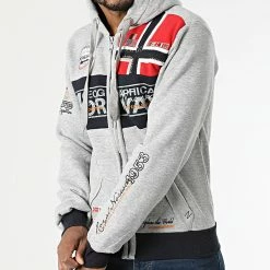Budget 🥰 Sweat Capuche Zippé Flyer Gris Chiné de Geographical Norway 🔥 -Geographical Norway Soldes Boutique geographical norway 289166 FLYER BLENDED GREY 20211020T162523 03