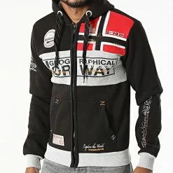 Acheter ✨ Sweat Capuche Zippé Flyer Noir de Geographical Norway 🌟