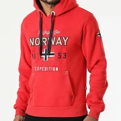 Promo 🌟 Sweat Capuche Guitre Rouge de Geographical Norway 🧨