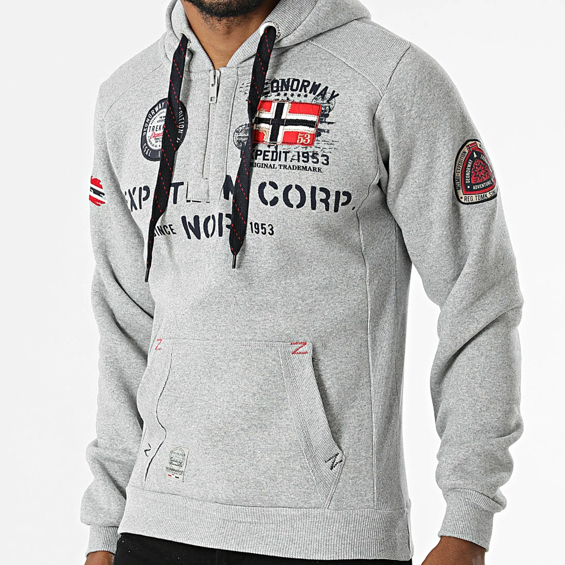 Vente flash 🧨 Sweat Col Zippé Capuche Goptaine Gris Chiné de Geographical Norway 😍 1 Vente flash 🧨 Sweat Col Zippé Capuche Goptaine Gris Chiné de Geographical Norway 😍