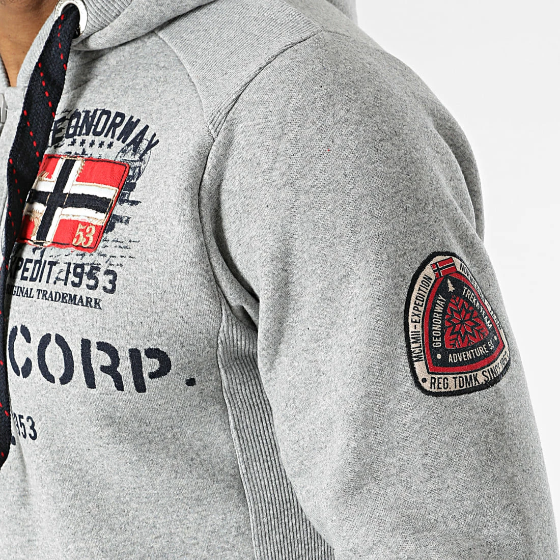 Vente flash 🧨 Sweat Col Zippé Capuche Goptaine Gris Chiné de Geographical Norway 😍 2 Vente flash 🧨 Sweat Col Zippé Capuche Goptaine Gris Chiné de Geographical Norway 😍 – Image 2