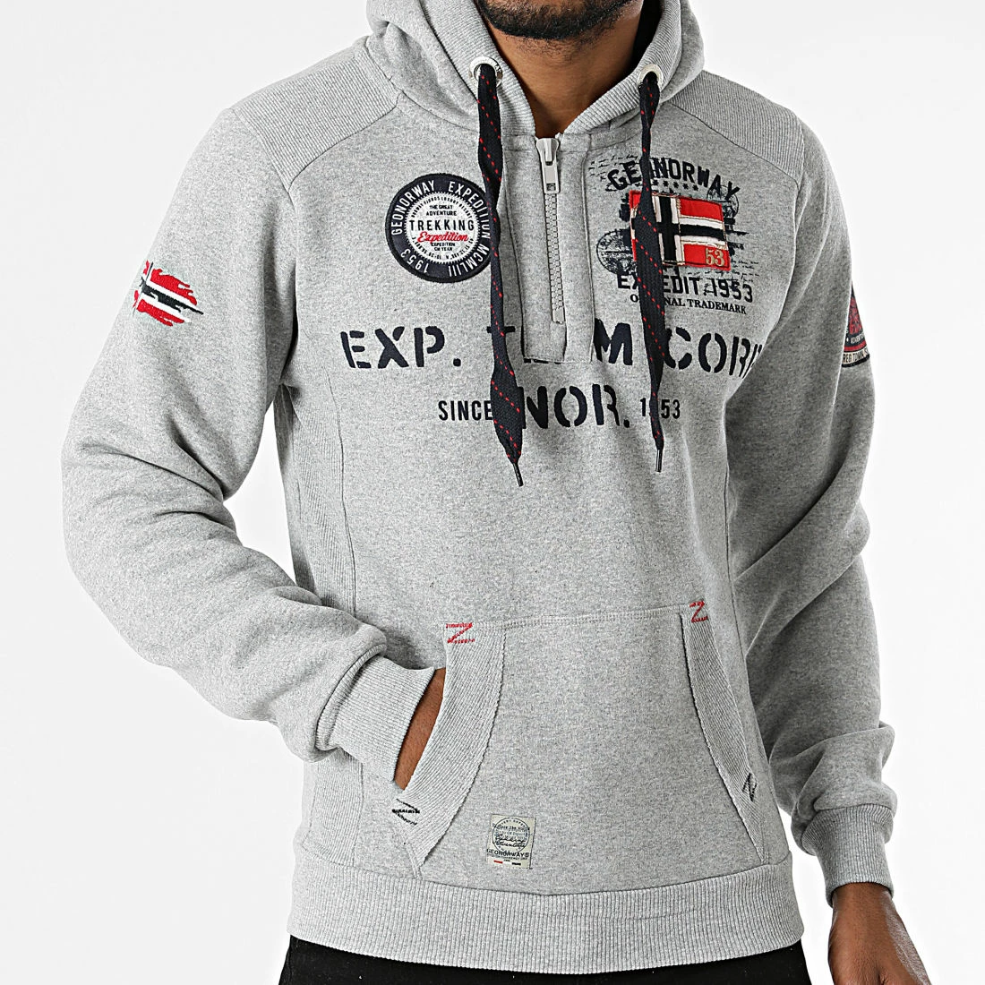 Vente flash 🧨 Sweat Col Zippé Capuche Goptaine Gris Chiné de Geographical Norway 😍 3 Vente flash 🧨 Sweat Col Zippé Capuche Goptaine Gris Chiné de Geographical Norway 😍 – Image 3
