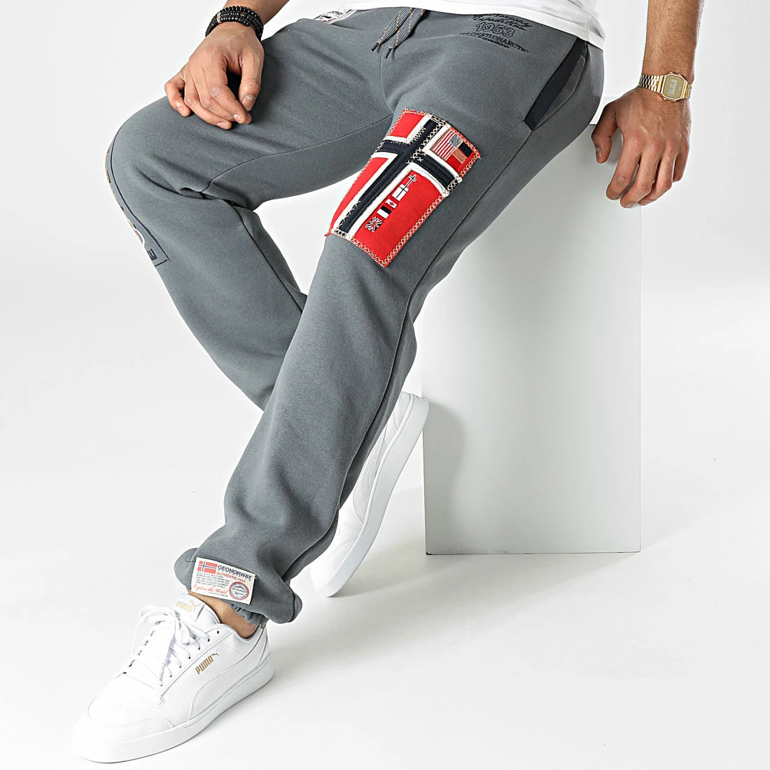 Meilleure vente 😍 Pantalon Jogging Myer Gris de Geographical Norway 🎁 3 Meilleure vente 😍 Pantalon Jogging Myer Gris de Geographical Norway 🎁 – Image 3
