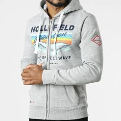 Promo 🔔 Sweat Zippé Capuche Feelwave Gris Chiné de Geographical Norway 🎉 -Geographical Norway Soldes Boutique geographical norway 310007 FEELWAVE BLENDED GREY 20220322T151935 03