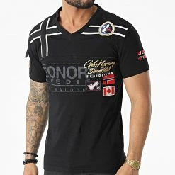 Acheter ⌛ Tee 👕 Shirt Col V Jaradock Noir de Geographical Norway 💯