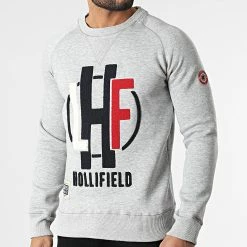 Nouveau 💯 Sweat Crewneck Febraska Gris Chiné de Geographical Norway 💯