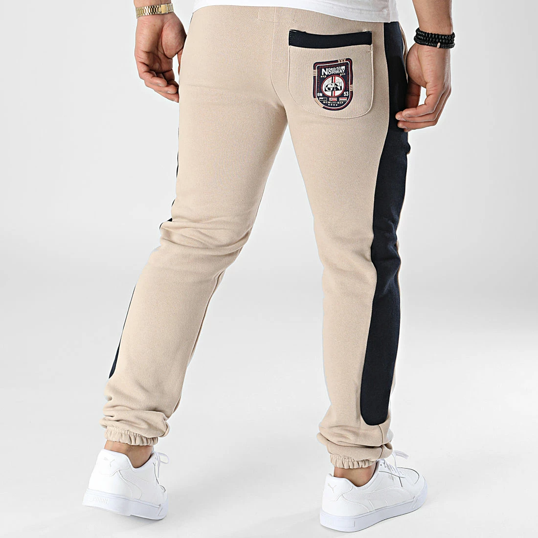 Nouveau ✔️ Pantalon Jogging A Bandes Mantibe Beige de Geographical Norway ⌛ 4 Nouveau ✔️ Pantalon Jogging A Bandes Mantibe Beige de Geographical Norway ⌛ – Image 4