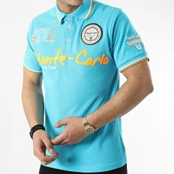 Remise 🤩 Polo Manches Courtes Karo Bleu Clair de Geographical Norway 👍 -Geographical Norway Soldes Boutique geographical norway 310501 KARO TURQUOISE 20220329T155656 03