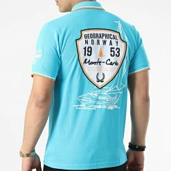 Remise 🤩 Polo Manches Courtes Karo Bleu Clair de Geographical Norway 👍 -Geographical Norway Soldes Boutique geographical norway 310501 KARO TURQUOISE 20220329T155658 04