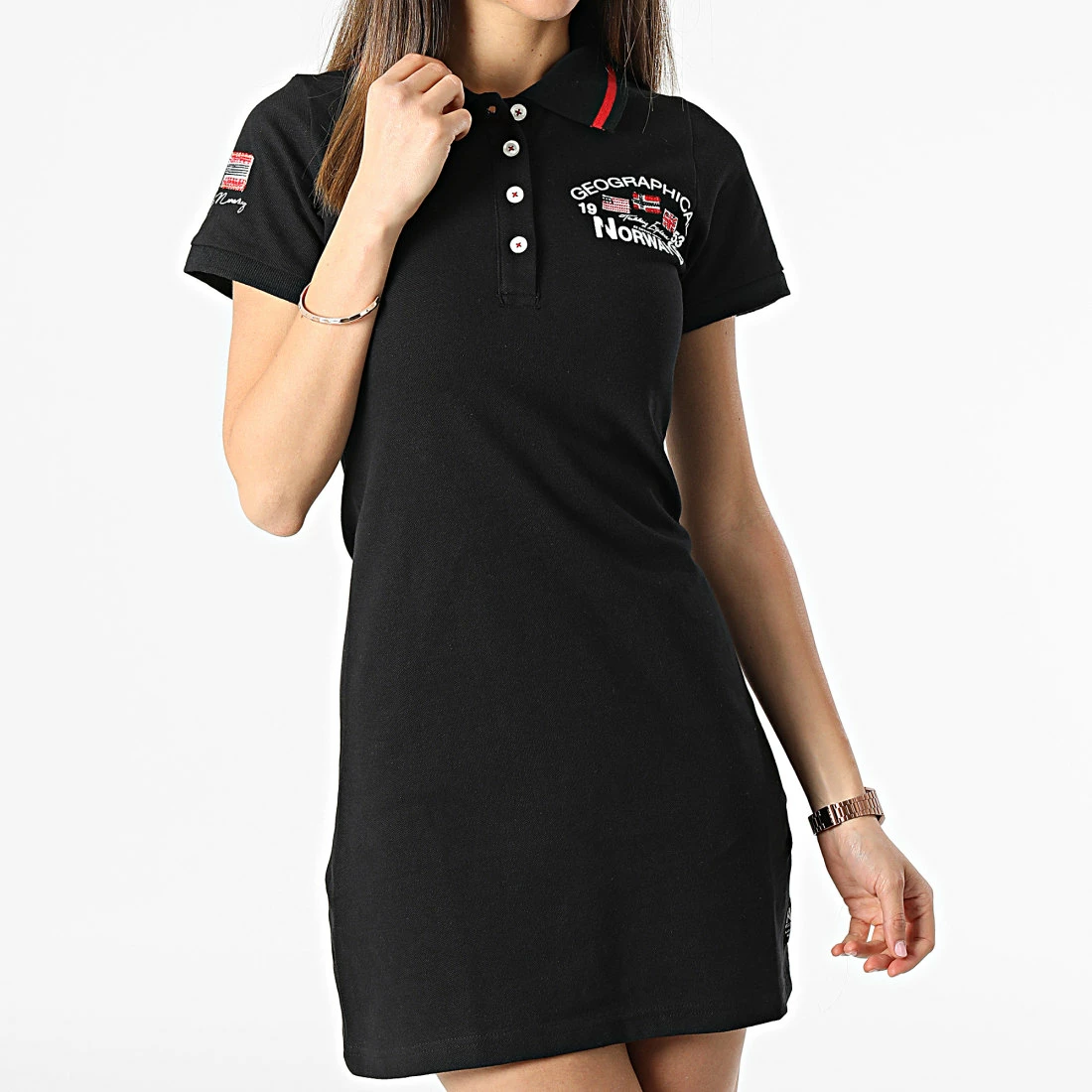 Grosses soldes ⌛ Robe Polo Manches Courtes Femme Kotchella Noir de Geographical Norway 😍 1 Grosses soldes ⌛ Robe Polo Manches Courtes Femme Kotchella Noir de Geographical Norway 😍