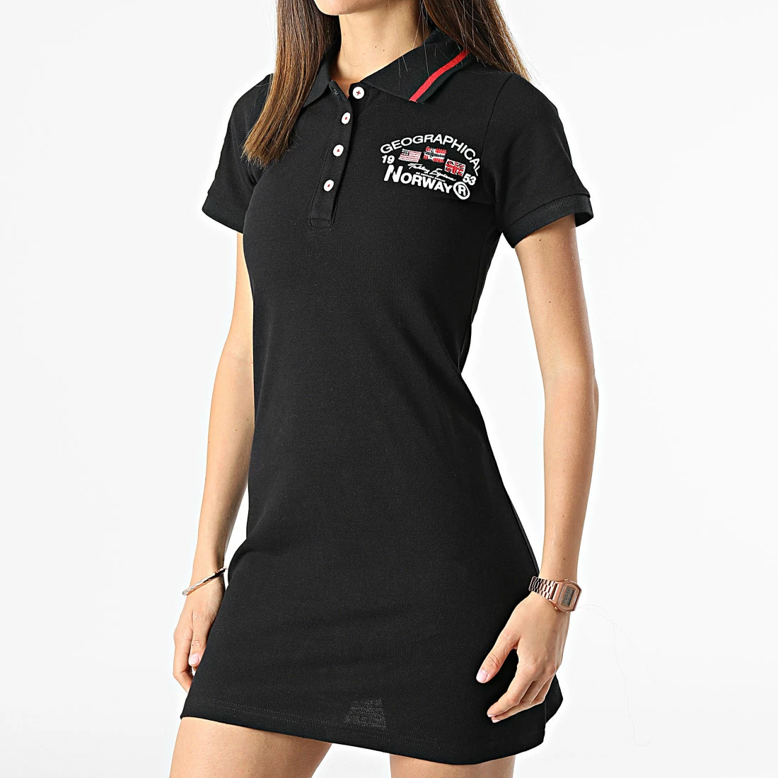 Grosses soldes ⌛ Robe Polo Manches Courtes Femme Kotchella Noir de Geographical Norway 😍 3 Grosses soldes ⌛ Robe Polo Manches Courtes Femme Kotchella Noir de Geographical Norway 😍 – Image 3