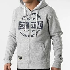 Nouveau 😍 Sweat Zippé Capuche Finnesota Gris Chiné de Geographical Norway 👍