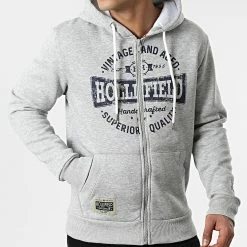 Nouveau 😍 Sweat Zippé Capuche Finnesota Gris Chiné de Geographical Norway 👍 -Geographical Norway Soldes Boutique geographical norway 310611 FINNESOTA BLENDED GREY 20220331T155140 03