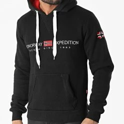 Promo ❤️ Sweat Capuche Gondo Noir de Geographical Norway 🔥