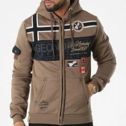 Le moins cher ❤️ Sweat Zippé Capuche Garadock Marron de Geographical Norway ❤️ -Geographical Norway Soldes Boutique geographical norway 310784 GARADOCK TAUPE 20220325T130445 03