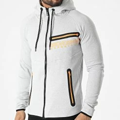 Budget 🔥 Sweat Zippé Capuche Goltan Gris Clair Chiné de Geographical Norway 😍