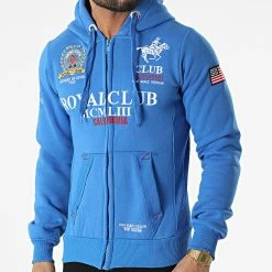 Remise 🔔 Sweat Zippé Capuche Gantub Bleu Clair de Geographical Norway 🎉