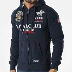 Promo ⌛ Sweat Zippé Capuche Gantub Bleu Marine de Geographical Norway ⌛