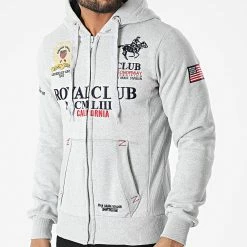 Vente flash ❤️ Sweat Zippé Capuche Gantub Gris Chiné de Geographical Norway 😉