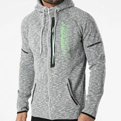 Meilleur prix 🛒 Sweat Zippé Capuche Glassboro Gris Chiné de Geographical Norway 🛒