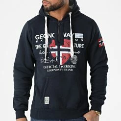 De gros 🎉 Sweat Col Zippé Capuche Govka Bleu Marine de Geographical Norway ⭐ -Geographical Norway Soldes Boutique geographical norway 310913 GOVKA NAVY 20220324T163157 03