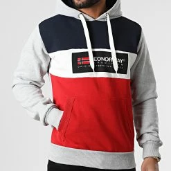 Offres 🔔 Sweat Capuche Golem Gris Chiné Rouge de Geographical Norway 🌟 -Geographical Norway Soldes Boutique geographical norway 310924 GOLEM B GREY 20220324T161128 03