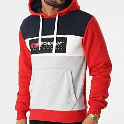 Meilleur prix 🌟 Sweat Capuche Golem Rouge de Geographical Norway 🎁