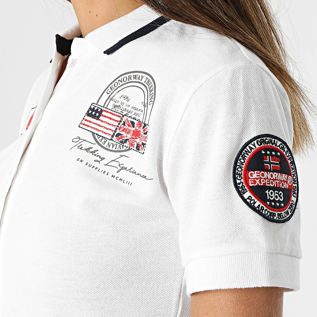 Nouveau ✨ Polo A Manches Courtes Femme Karma Blanc de Geographical Norway ✨ 2 Nouveau ✨ Polo A Manches Courtes Femme Karma Blanc de Geographical Norway ✨ – Image 2