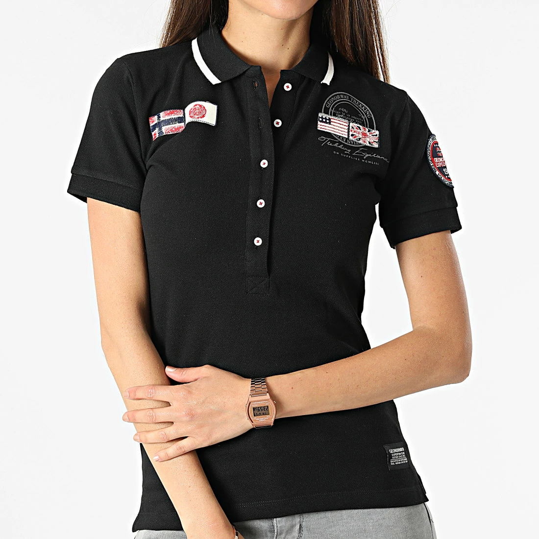 Meilleure vente 😀 Polo A Manches Courtes Femme Karma Noir de Geographical Norway 🤩 1 Meilleure vente 😀 Polo A Manches Courtes Femme Karma Noir de Geographical Norway 🤩
