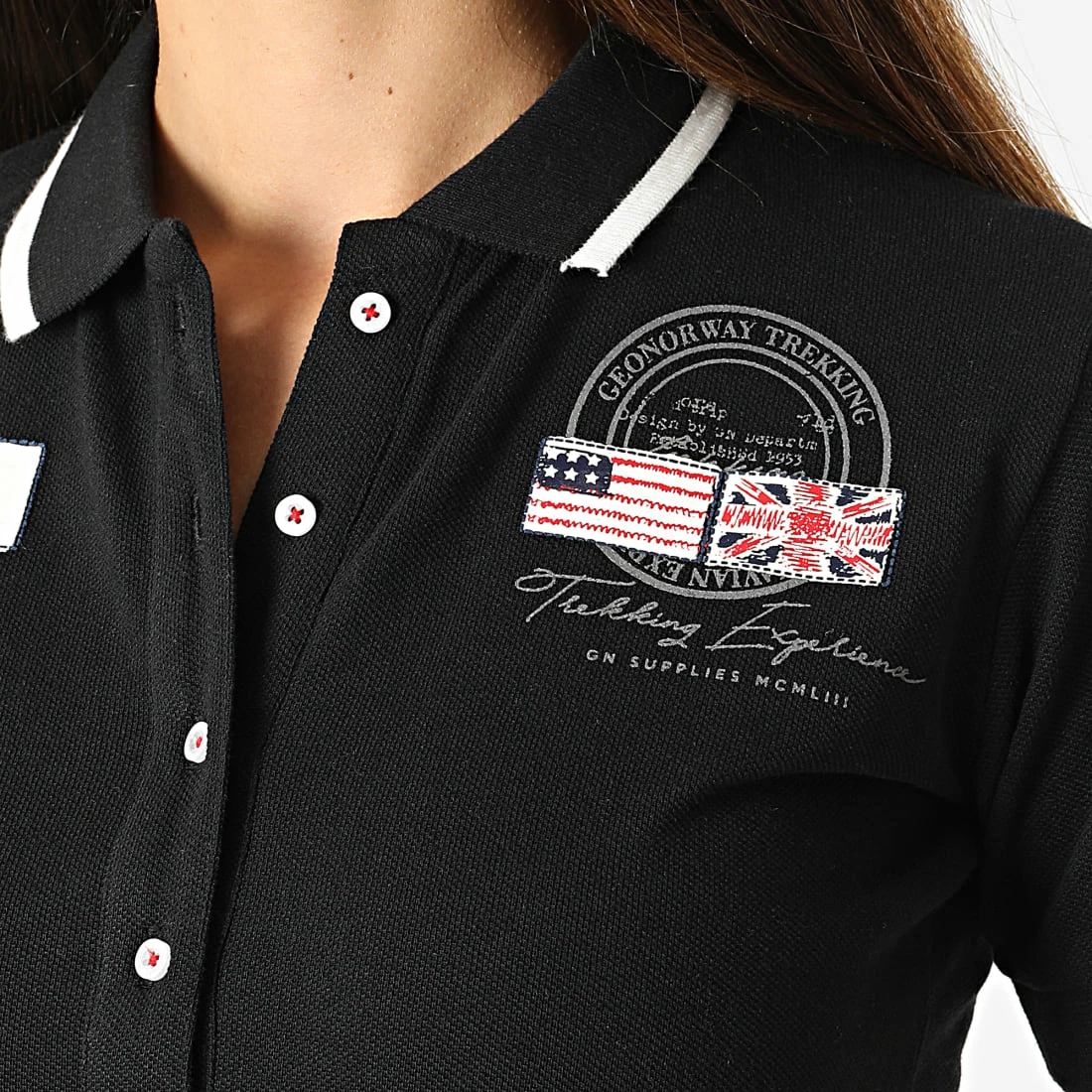 Meilleure vente 😀 Polo A Manches Courtes Femme Karma Noir de Geographical Norway 🤩 2 Meilleure vente 😀 Polo A Manches Courtes Femme Karma Noir de Geographical Norway 🤩 – Image 2