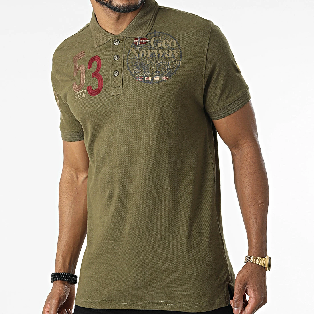 Nouveau 👏 Polo Manches Courtes Kelan Vert Kaki de Geographical Norway ✨ 1 Nouveau 👏 Polo Manches Courtes Kelan Vert Kaki de Geographical Norway ✨