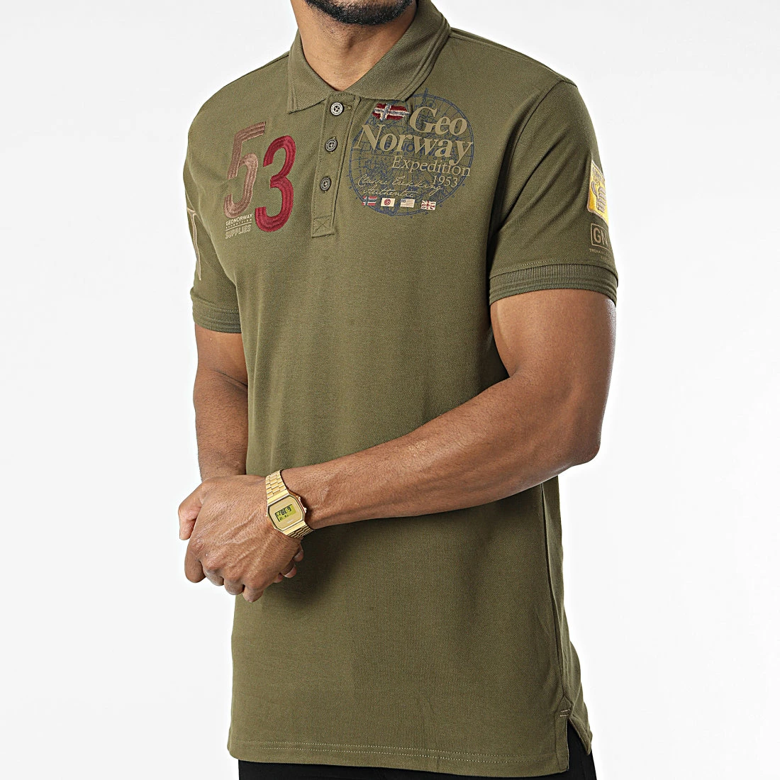 Nouveau 👏 Polo Manches Courtes Kelan Vert Kaki de Geographical Norway ✨ 3 Nouveau 👏 Polo Manches Courtes Kelan Vert Kaki de Geographical Norway ✨ – Image 3