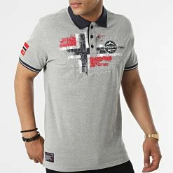 Nouveau 🎉 Polo Manches Courtes Kutta Gris Chiné de Geographical Norway 🎉 -Geographical Norway Soldes Boutique geographical norway 318974 KUTTA BLENDED GREY 20220517T155836 03