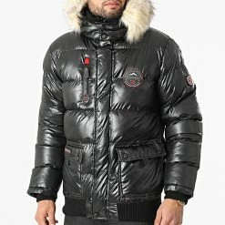Promo ⌛ Doudoune Capuche Fourrure Bugs Noir de Geographical Norway 😍 -Geographical Norway Soldes Boutique geographical norway 346859 BUGS BLACK 20221109T151833 03