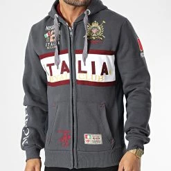 De gros 💯 Sweat Zippé Capuche Filio Gris Anthracite de Geographical Norway 😍
