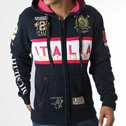 Meilleur prix 🛒 Sweat Zippé Capuche Filio Bleu Marine de Geographical Norway 😍