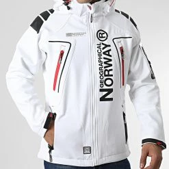 Budget 😉 Veste Zippée Capuche Techno Blanc de Geographical Norway 🎁