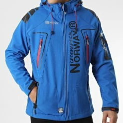 Remise ✨ Veste Zippée Capuche Techno Bleu de Geographical Norway ⌛